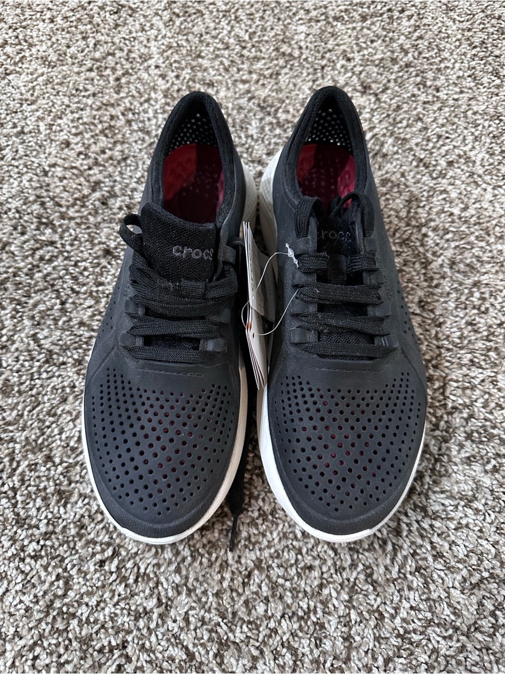 CROCS Black Athletic Lace-Up Sneakers with White Sole